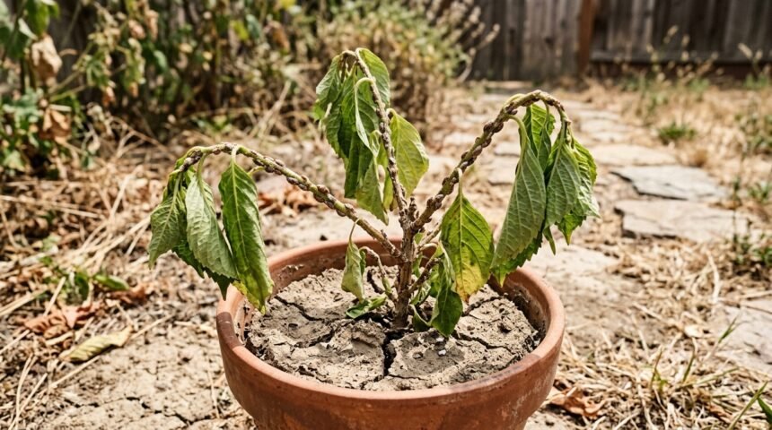 Schildläuse an geschwächten Pflanzen – so reagierst du bei lang anhaltender Trockenheit Schildläuse befallen durch Trockenheit geschwächte Pflanzen im sonnigen Garten