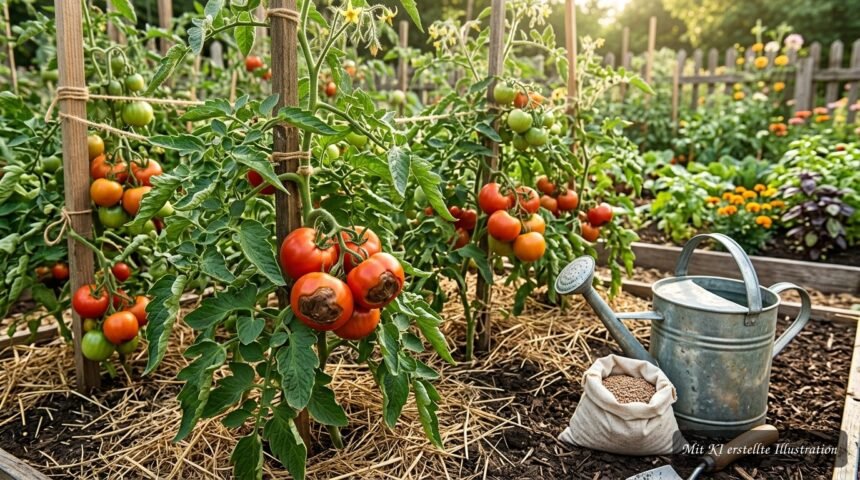 tomaten richtig mit calcium versorgen 5 fehler die trotz duengung zu problemen f Deine Tomaten bekommen trotz Dünger braune Flecken? Das liegt oft nicht am Mangel, sondern an der Aufnahme. Ich gieße meine Pflanzen immer gleichmäßig, damit das Calcium auch wirklich in der Frucht ankommt. Hier erfährst du, was du besser machst.