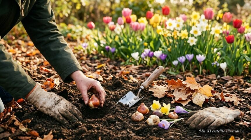 Blumenzwiebeln werden im Herbst für eine farbenfrohe Blütenpracht im Frühling gepflanzt