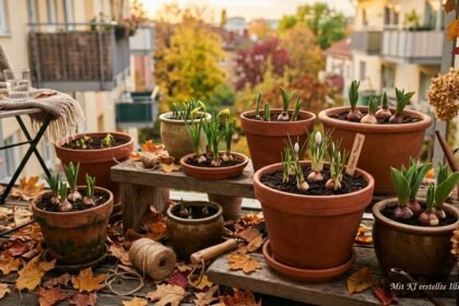 Blumenzwiebeln in Töpfen verwandeln den Balkon bereits im Herbst in eine frühlingshafte Blütenoase