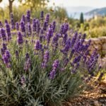 Blühender Echte Lavendel ‘Munstead’ mit tiefvioletten Blüten im sonnigen Garten