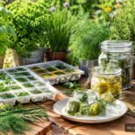 Frische Kräuter wie Basilikum, Petersilie und Schnittlauch werden portionsweise zum Einfrieren vorbereitet