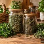 Getrocknete Kräuter in luftdichten Gläsern schützen Aroma und Geschmack über viele Monate