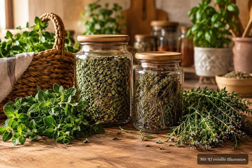 Getrocknete Kräuter richtig aufbewahren – so verlieren sie nicht zu schnell ihr Aroma Getrocknete Kräuter in luftdichten Gläsern schützen Aroma und Geschmack über viele Monate