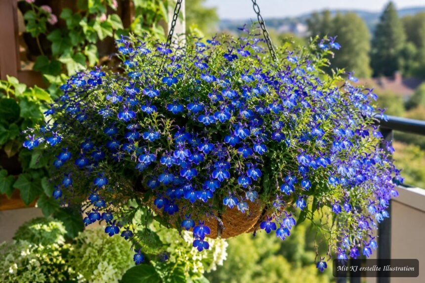 Männertreu (Lobelia erinus) – Pflege, Standort und Tipps für eine lange Blüte Blaue Männertreu blüht üppig im Balkonkasten und verwandelt den Garten in ein leuchtendes Blütenmeer