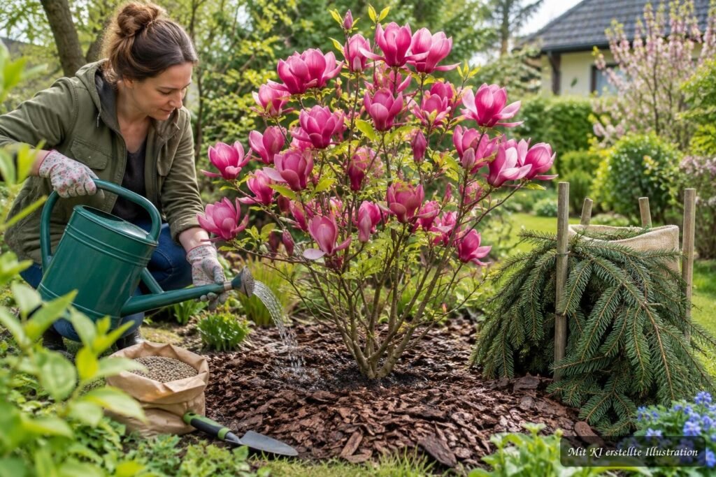 Magnolie ‘Susan’ im Garten mit üppigen Blüten – Tipps zu Pflege, Schnitt und Standort