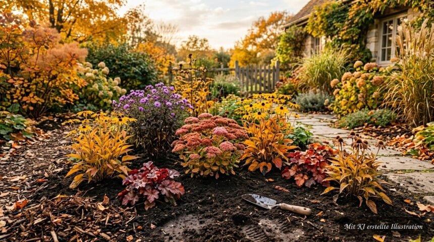 Herbstliche Staudenpflanzung im Garten für üppige Blüten im kommenden Frühjahr