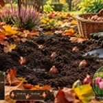Tulpenzwiebeln werden im Herbst mit richtigem Abstand und passender Tiefe gepflanzt