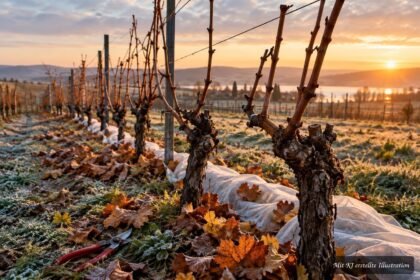 Weinreben nach der Lese mit wichtigen Pflegemaßnahmen für einen frostgeschützten Winter vorbereiten