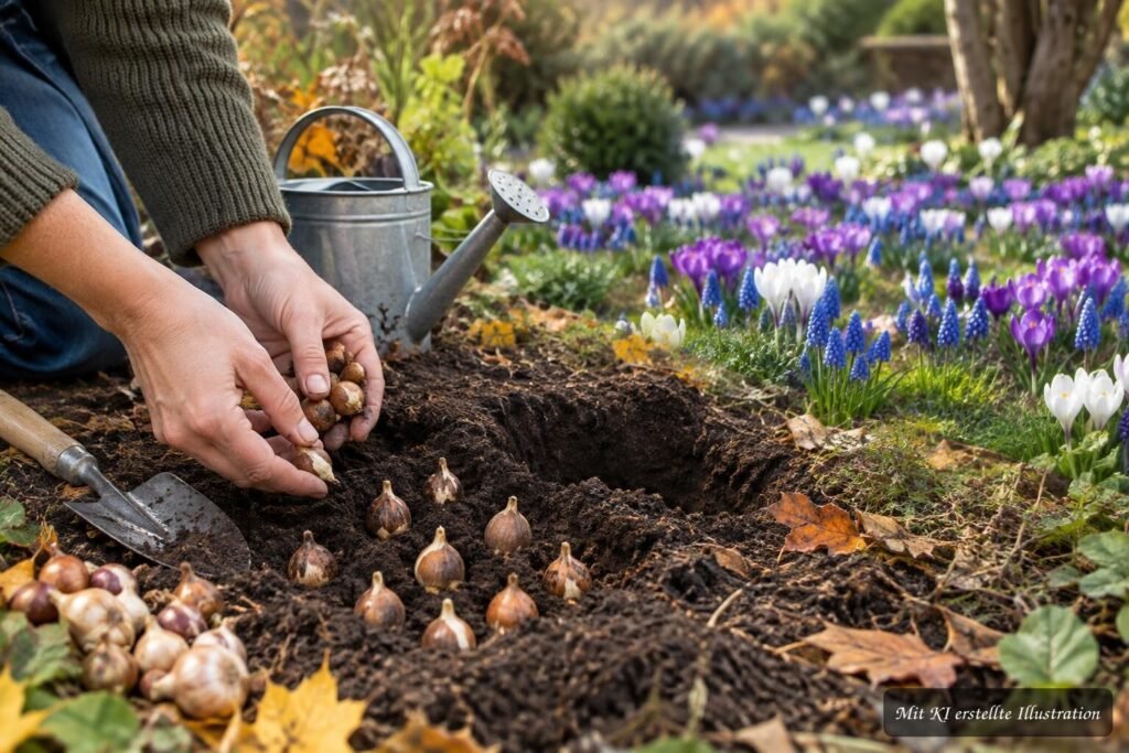 Krokusse und Traubenhyazinthen pflanzen – so entsteht ein früher Blütenteppich im Garten Krokusse und Traubenhyazinthen bilden nach richtiger Pflanzung dichte, farbenfrohe Blütenpolster im Garten.