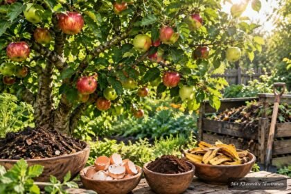 Apfelbaum im Garten mit selbstgemachtem Dünger aus natürlichen Hausmitteln versorgen