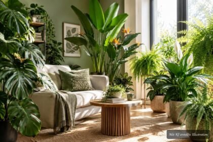 Üppige Zimmerpflanzen verwandeln ein helles Zuhause in einen entspannenden Urban Jungle.
