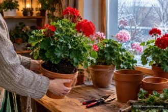 Geranien und Pelargonien werden vor dem ersten Frost für den Winter vorbereitet