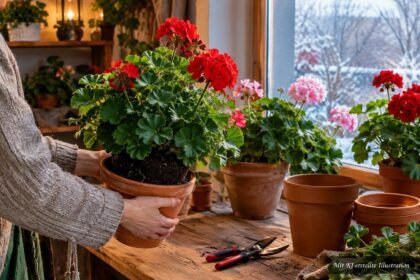Geranien und Pelargonien werden vor dem ersten Frost für den Winter vorbereitet