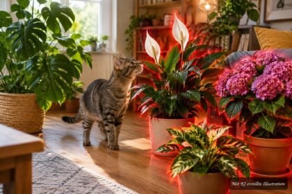 Giftige Zimmerpflanzen für Katzen mit Warnhinweisen und sicherer Pflanzenauswahl