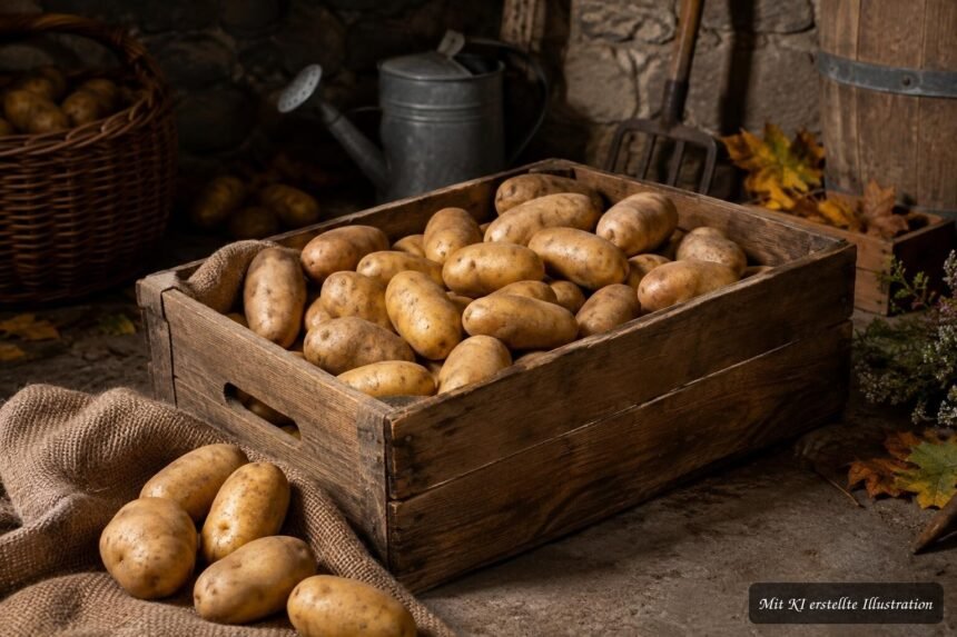 Geerntete Kartoffeln werden richtig gelagert, damit sie über den Winter fest und keimfrei bleiben