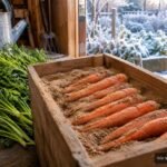 Frische Möhren werden sorgfältig für die Winterlagerung im Keller vorbereitet