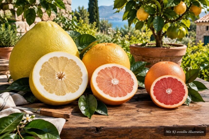 Pomelo, Pampelmuse und Grapefruit im Vergleich mit Informationen zu Geschmack, Herkunft und Pflege