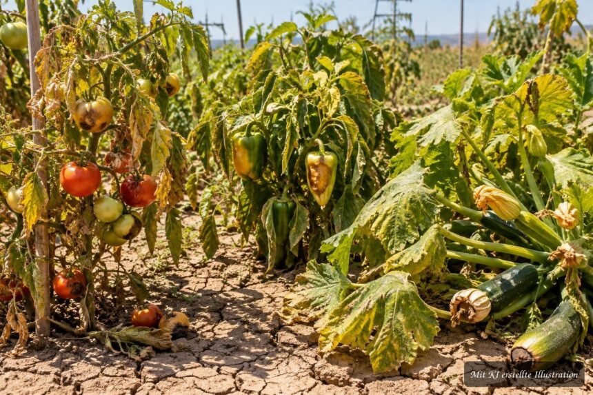 Tomaten, Paprika und Zucchini leiden im heißen, trockenen Sommer unter Wachstumsstörungen