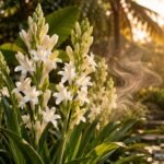 Weiße Tuberose mit eleganten Blüten und intensiv süßem Duft im Garten