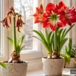 Verblühte Amaryllis im Topf, die mit richtiger Pflege erneut prächtig blühen kann