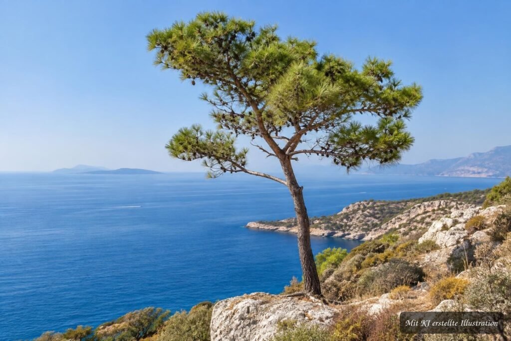 Aleppo-Kiefer (Pinus halepensis) in ihrem natürlichen Verbreitungsgebiet im Mittelmeerraum